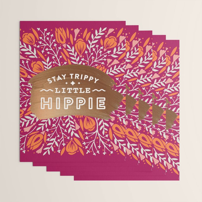 Stay Trippy Little Hippie - Fuchsia Palette Wrapping Paper Gallery Image 3