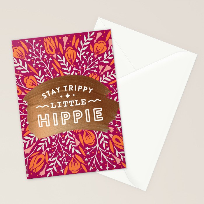 Stay Trippy Little Hippie - Fuchsia Palette Stationery Card Gallery Image 2