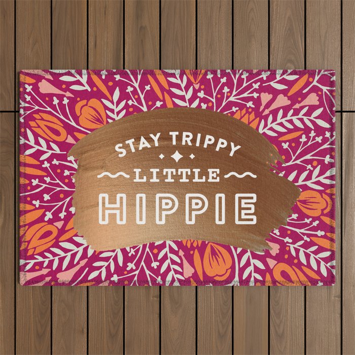 Stay Trippy Little Hippie - Fuchsia Palette Outdoor Rug Gallery Image 1