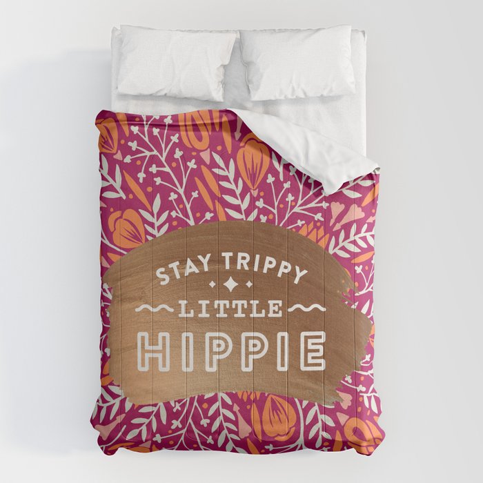 Stay Trippy Little Hippie - Fuchsia Palette Comforter Gallery Image 6