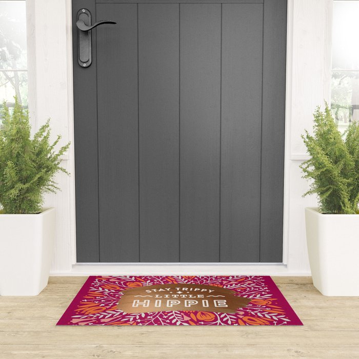 Stay Trippy Little Hippie - Fuchsia Palette Welcome Mat Gallery Image 3