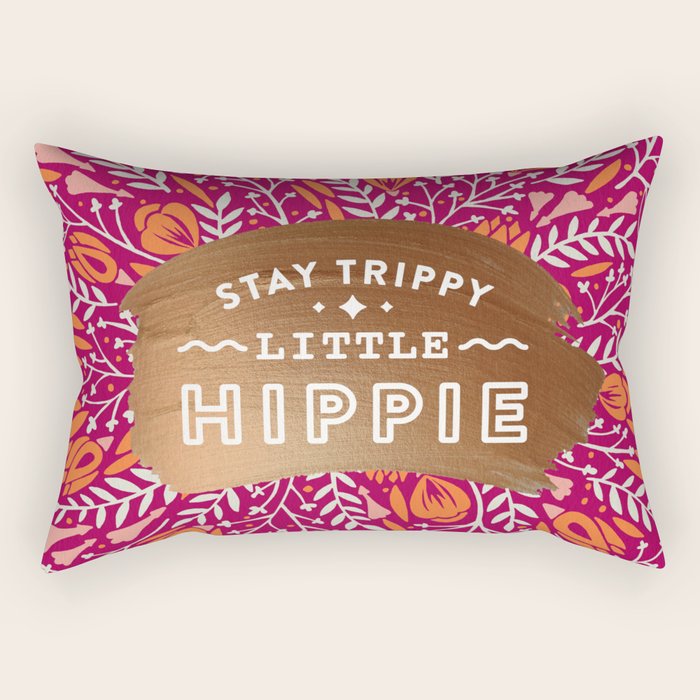 Stay Trippy Little Hippie - Fuchsia Palette Rectangular Pillow Gallery Image 1
