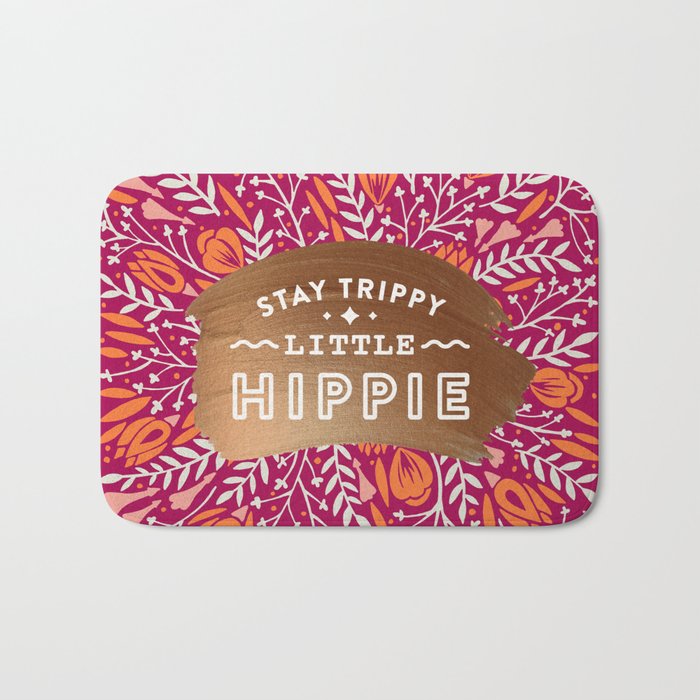 Stay Trippy Little Hippie - Fuchsia Palette Bath Mat Gallery Image 1