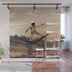 Space Surfer - Futuristic Surf Photo Art Print - Astronaut Riding a Wave Wall Mural Gallery Image 1