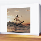 Space Surfer - Futuristic Surf Photo Art Print - Astronaut Riding a Wave Wall Mural Gallery Image 2