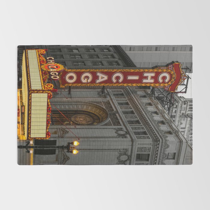 Chicago Theatre Sign Downtown State Street Historic Theater Marquee Rug Gallery Image 2