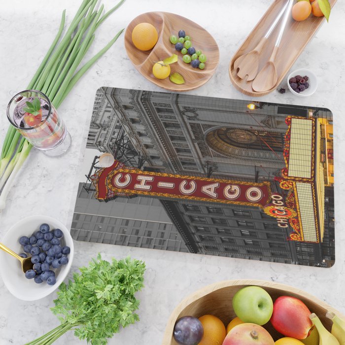 Chicago Theatre Sign Downtown State Street Historic Theater Marquee Cutting Board Gallery Image 2