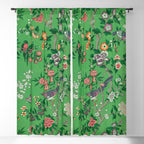 Chinoiserie Magpie Botanical Garden Bright Green Window Curtain Gallery Image 5