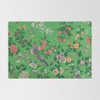 Chinoiserie Magpie Botanical Garden Bright Green Rug Gallery Image 2