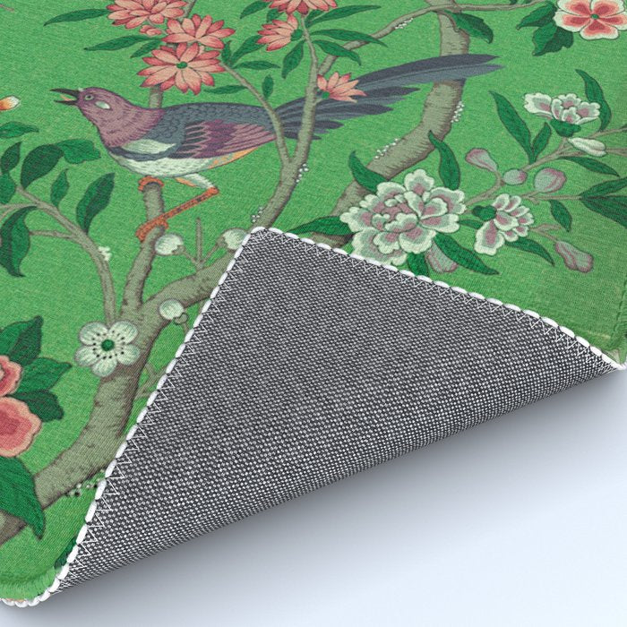 Chinoiserie Magpie Botanical Garden Bright Green Rug Gallery Image 4