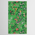 Chinoiserie Magpie Botanical Garden Bright Green Tablecloth Gallery Image 2