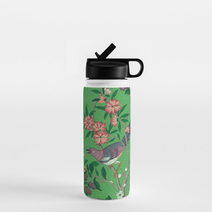 Chinoiserie Magpie Botanical Garden Bright Green Water Bottle Gallery Image 1