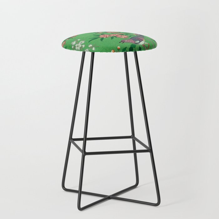 Chinoiserie Magpie Botanical Garden Bright Green Stool Gallery Image 1
