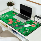 Chinoiserie Magpie Botanical Garden Bright Green Desk Mat Gallery Image 2