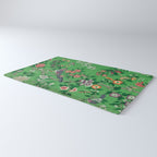Chinoiserie Magpie Botanical Garden Bright Green Rug Gallery Image 3