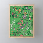 Chinoiserie Magpie Botanical Garden Bright Green Mini Art Print Gallery Image 1