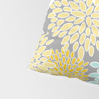 Floral Prints and Leaves, Gray, Yellow and Aqua Pillow Sham Gallery Image 4