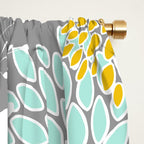 Floral Prints and Leaves, Gray, Yellow and Aqua Window Curtain Gallery Image 2