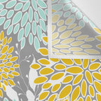 Floral Prints and Leaves, Gray, Yellow and Aqua Wall Tapestry Gallery Image 3