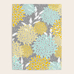 Floral Prints and Leaves, Gray, Yellow and Aqua Poster Gallery Image 4
