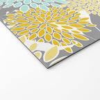 Floral Prints and Leaves, Gray, Yellow and Aqua Welcome Mat Gallery Image 2