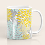 Floral Prints and Leaves, Gray, Yellow and Aqua Coffee Mug Gallery Image 1