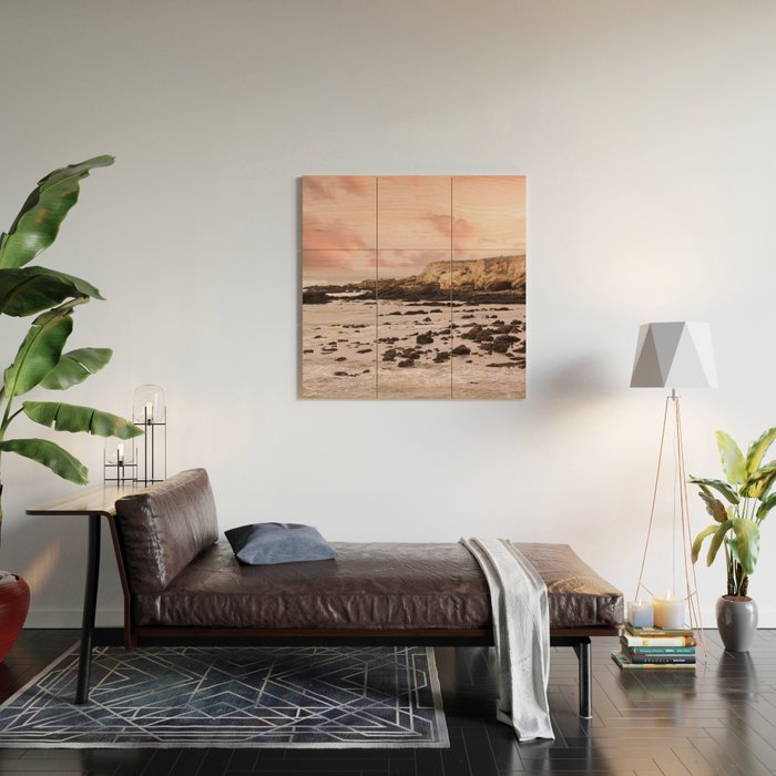 Sunset Beach Cliffs at Low Tide  Wood Wall Art Gallery Image 2