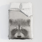 Raccoon - Black & White Duvet Cover Gallery Image 6