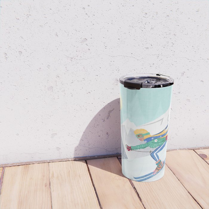 Skiing Girl Travel Mug Gallery Image 4