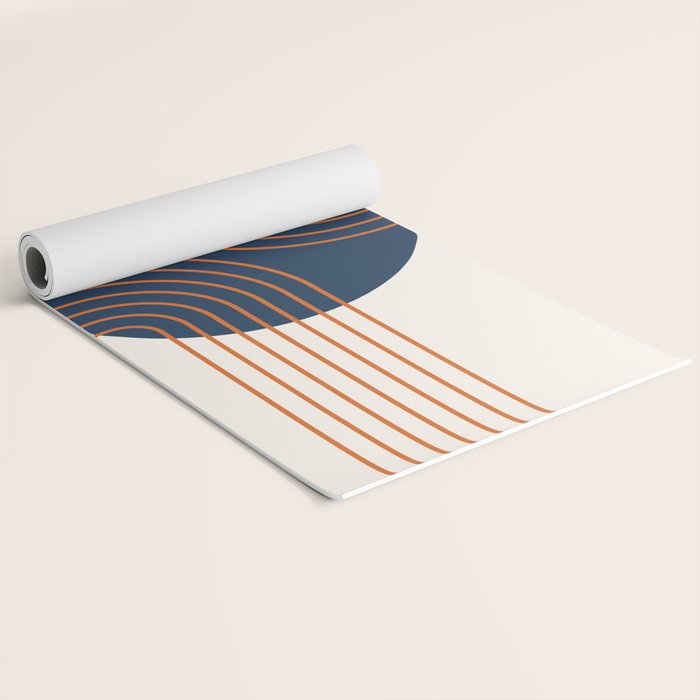 Mid Century Modern Geometric 162 Sun Rainbow abstract in Navy Blue Orange Yoga Mat Gallery Image 2