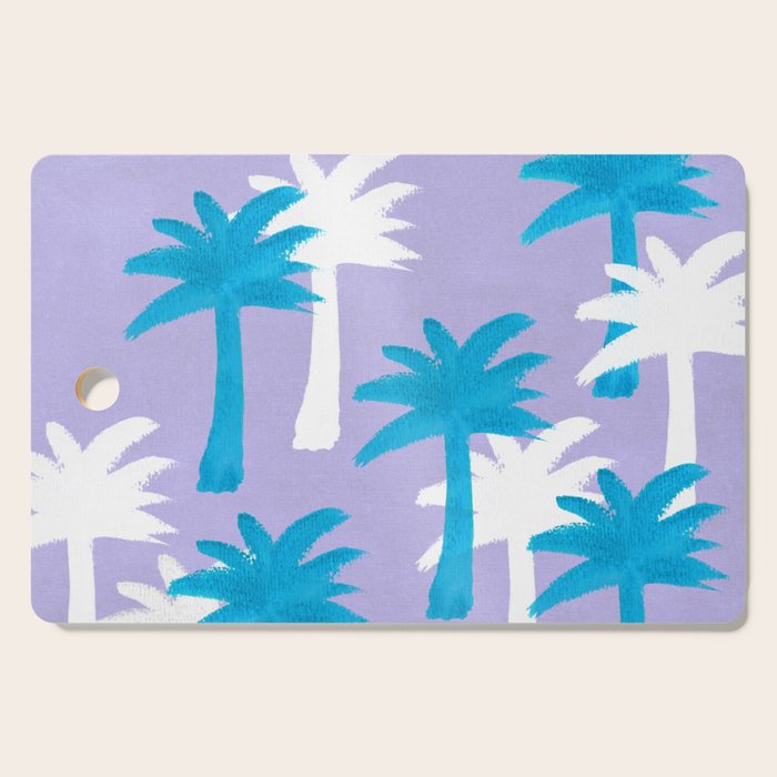 Palm Tree Tropical Pattern - Blue Purple Cutting Board Gallery Image 1