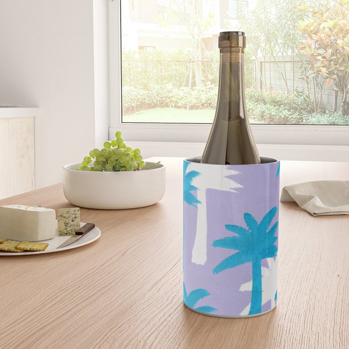Palm Tree Tropical Pattern - Blue Purple Wine Chiller Gallery Image 4