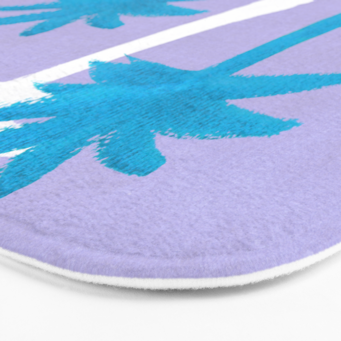 Palm Tree Tropical Pattern - Blue Purple Bath Mat Gallery Image 3