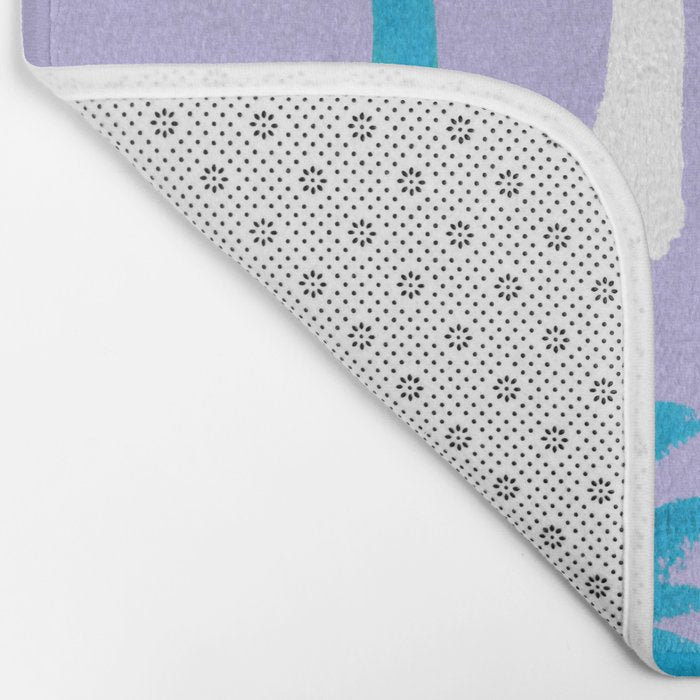 Palm Tree Tropical Pattern - Blue Purple Bath Mat Gallery Image 2