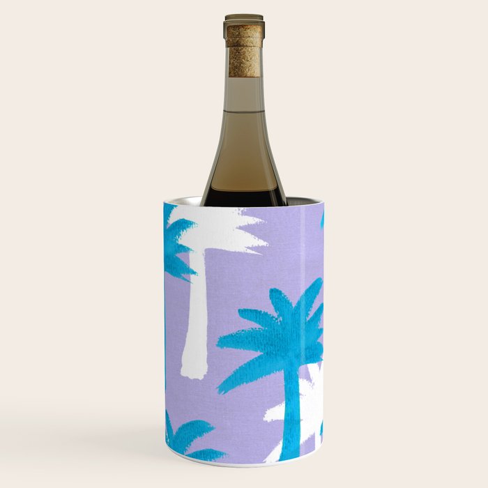 Palm Tree Tropical Pattern - Blue Purple Wine Chiller Gallery Image 1