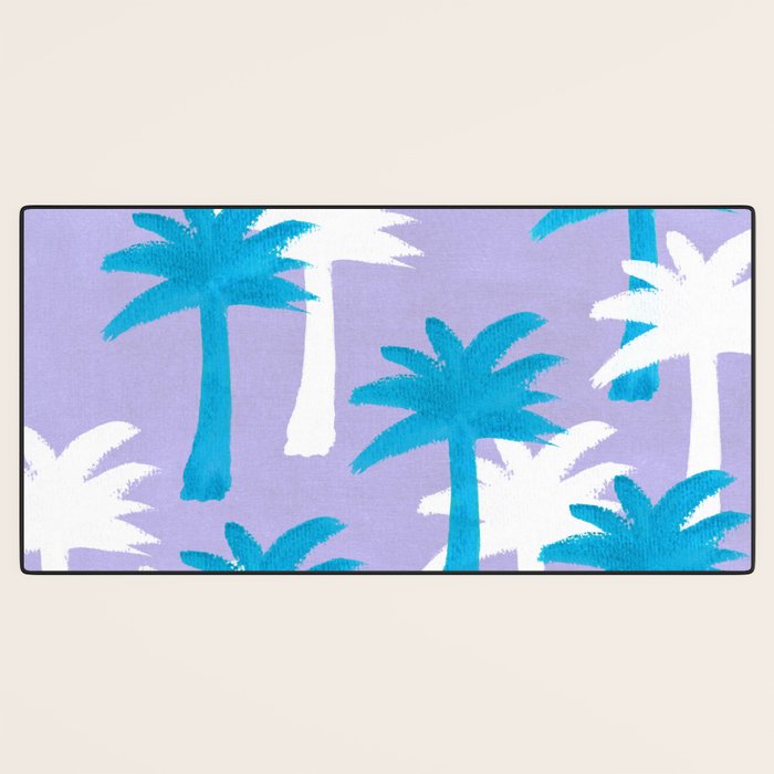 Palm Tree Tropical Pattern - Blue Purple Desk Mat Gallery Image 3