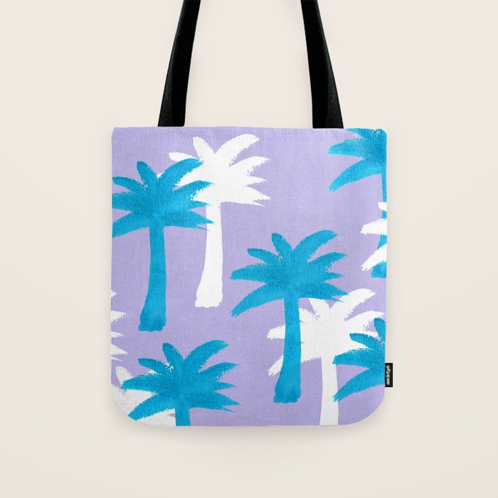 Palm Tree Tropical Pattern - Blue Purple Tote Bag Gallery Image 1
