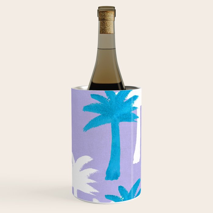 Palm Tree Tropical Pattern - Blue Purple Wine Chiller Gallery Image 2