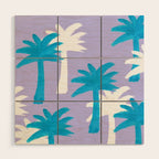 Palm Tree Tropical Pattern - Blue Purple Wood Wall Art Gallery Image 1