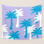 Palm Tree Tropical Pattern - Blue Purple Wall Tapestry Gallery Image 4