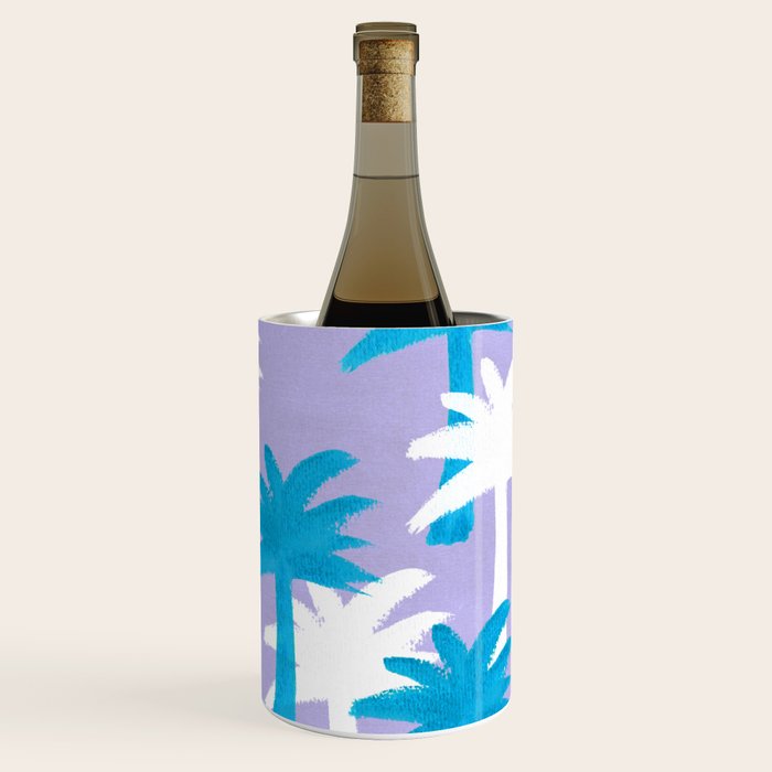 Palm Tree Tropical Pattern - Blue Purple Wine Chiller Gallery Image 3