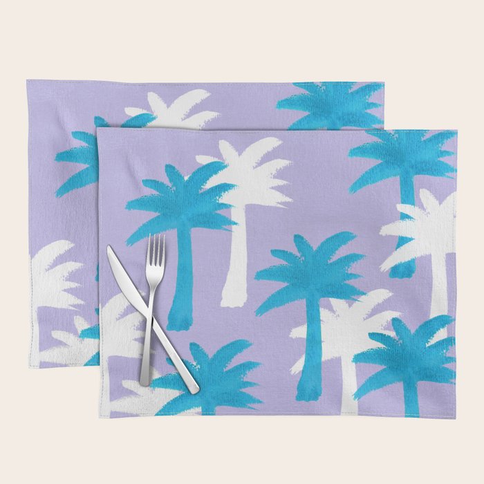 Palm Tree Tropical Pattern - Blue Purple Placemat Gallery Image 1