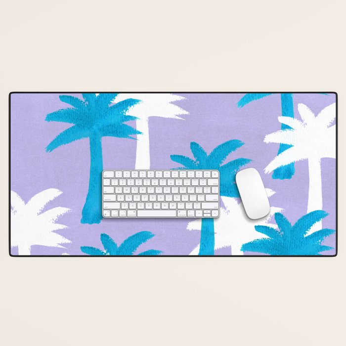 Palm Tree Tropical Pattern - Blue Purple Desk Mat Gallery Image 1