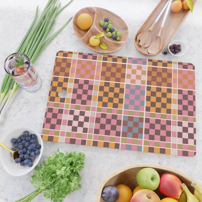 Vibrant Checkered Grid Cutting Board Gallery Image 2