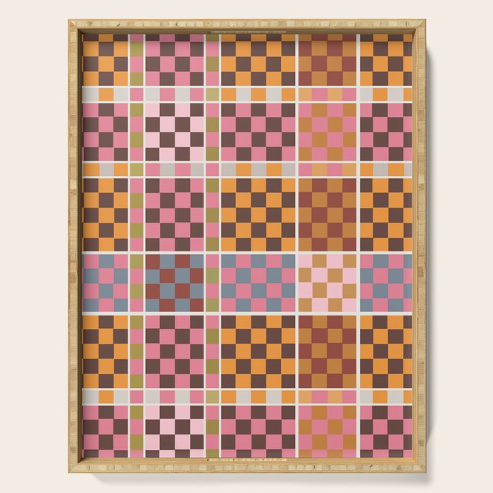 Vibrant Checkered Grid Serving Tray Gallery Image 1
