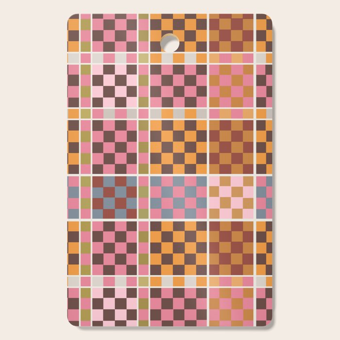 Vibrant Checkered Grid Cutting Board Gallery Image 1