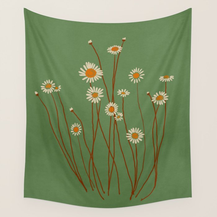 Wild Daisy Flowers 5 Wall Tapestry Gallery Image 1