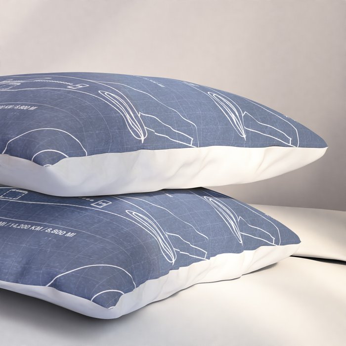 Boeing 747 Family Blueprint in High Resolution (dark blue) Pillow Sham Gallery Image 3