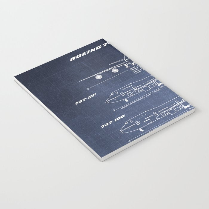 Boeing 747 Family Blueprint in High Resolution (dark blue) Notebook Gallery Image 3