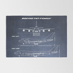 Boeing 747 Family Blueprint in High Resolution (dark blue) Rug Gallery Image 2